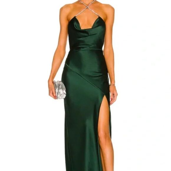 Nicholas Elegant Green Silk Dress - Picture 1 of 6
